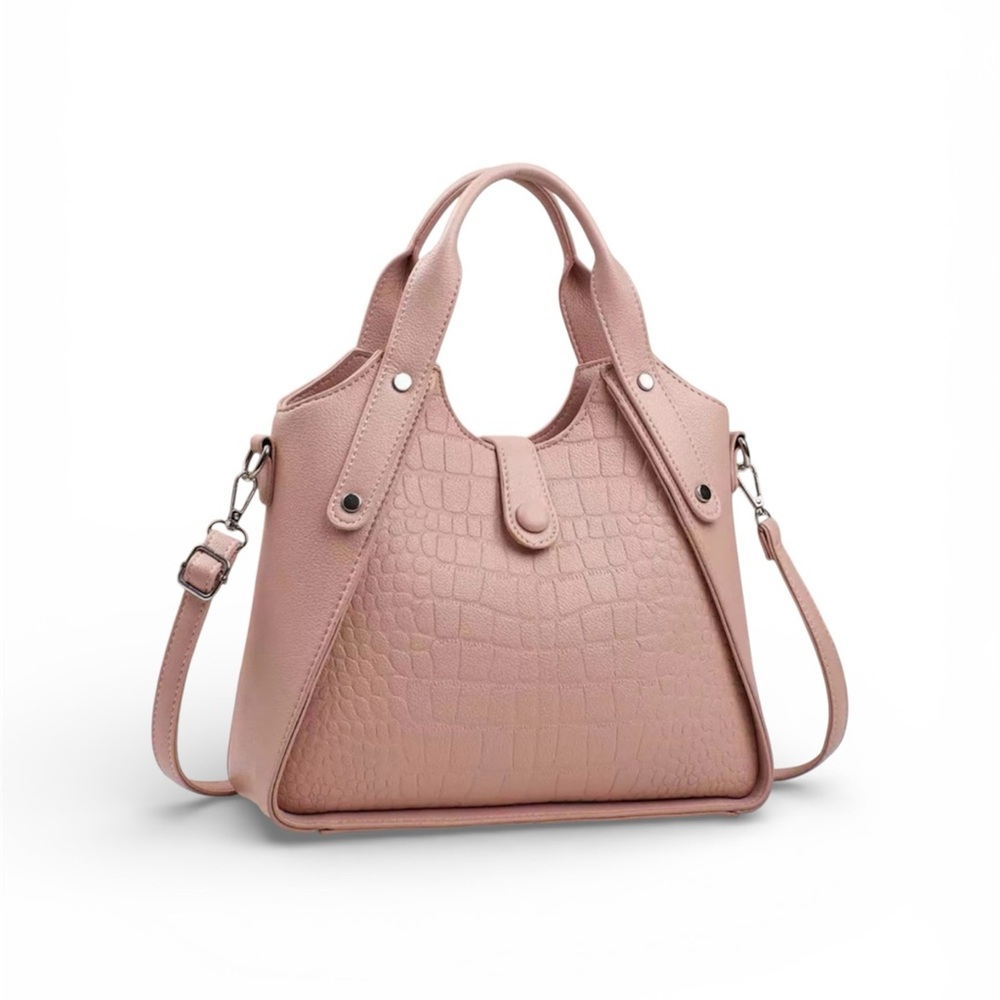 Pink Croc-Embossed Handbag - Picture 4 of 4